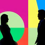 Creative wedding portrait of bride and groom in the heart of Manly