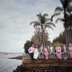 Jennifer and Benny with their bridal party by Pittwater at Church Point